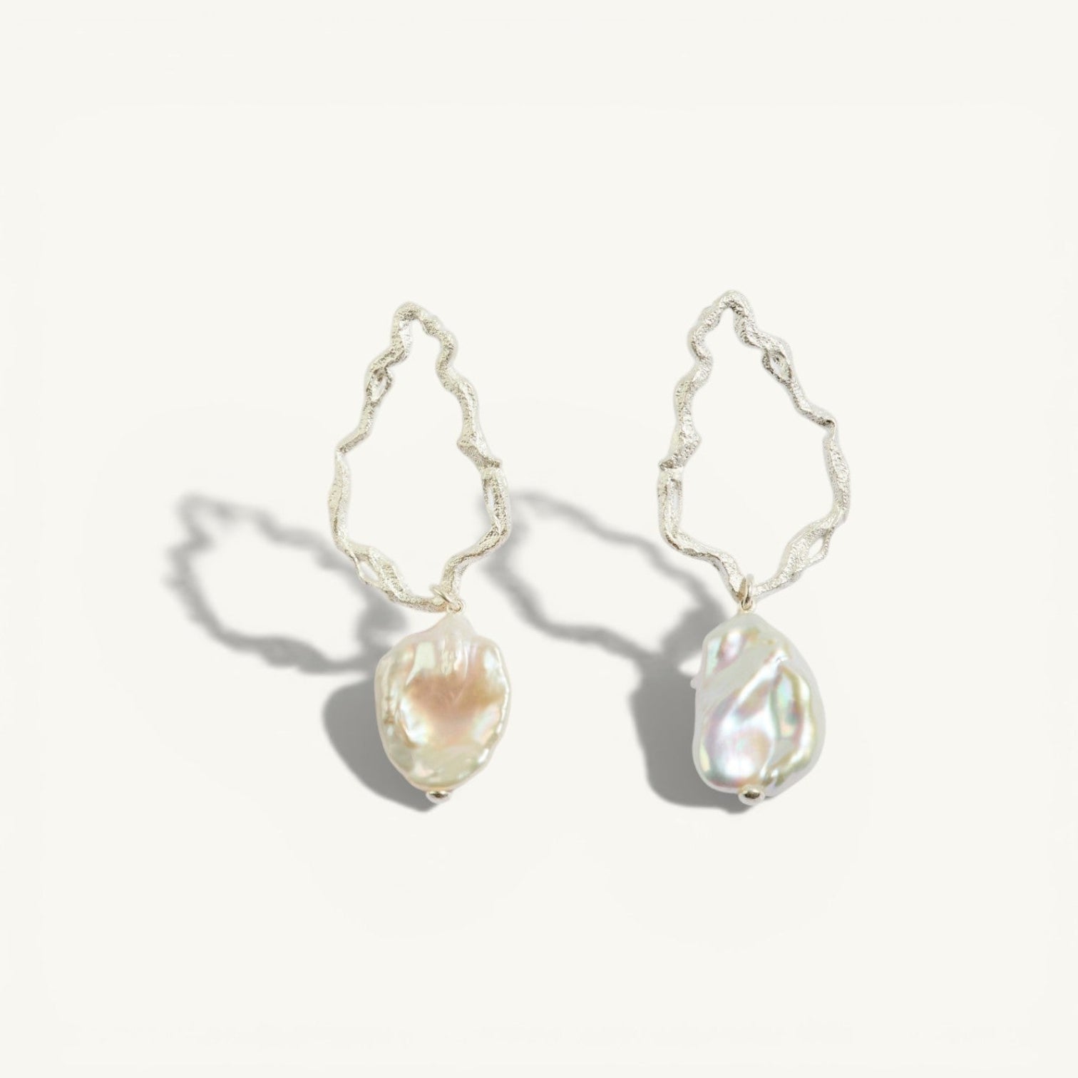 Pearl Silver Branch Drop Earrings