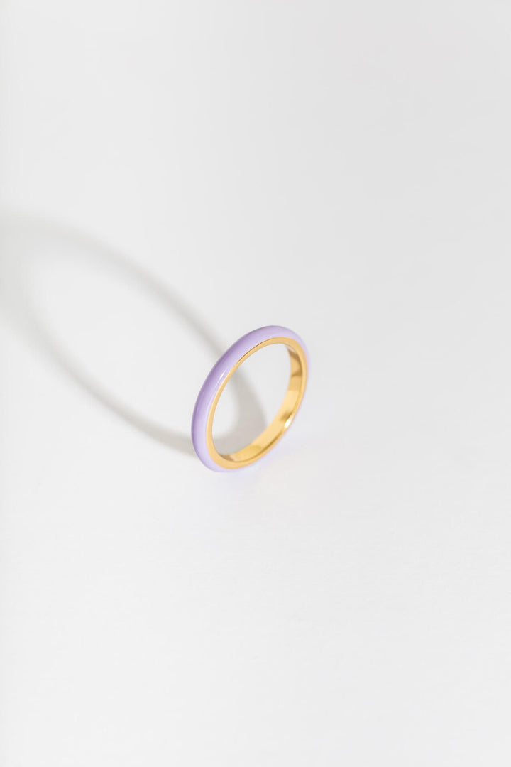 Lavender Enamel Gold Ring