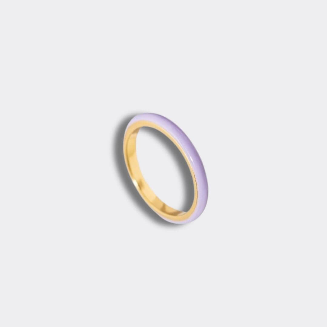 Lavender Enamel 18k Gold Vermeil Stacking Ring