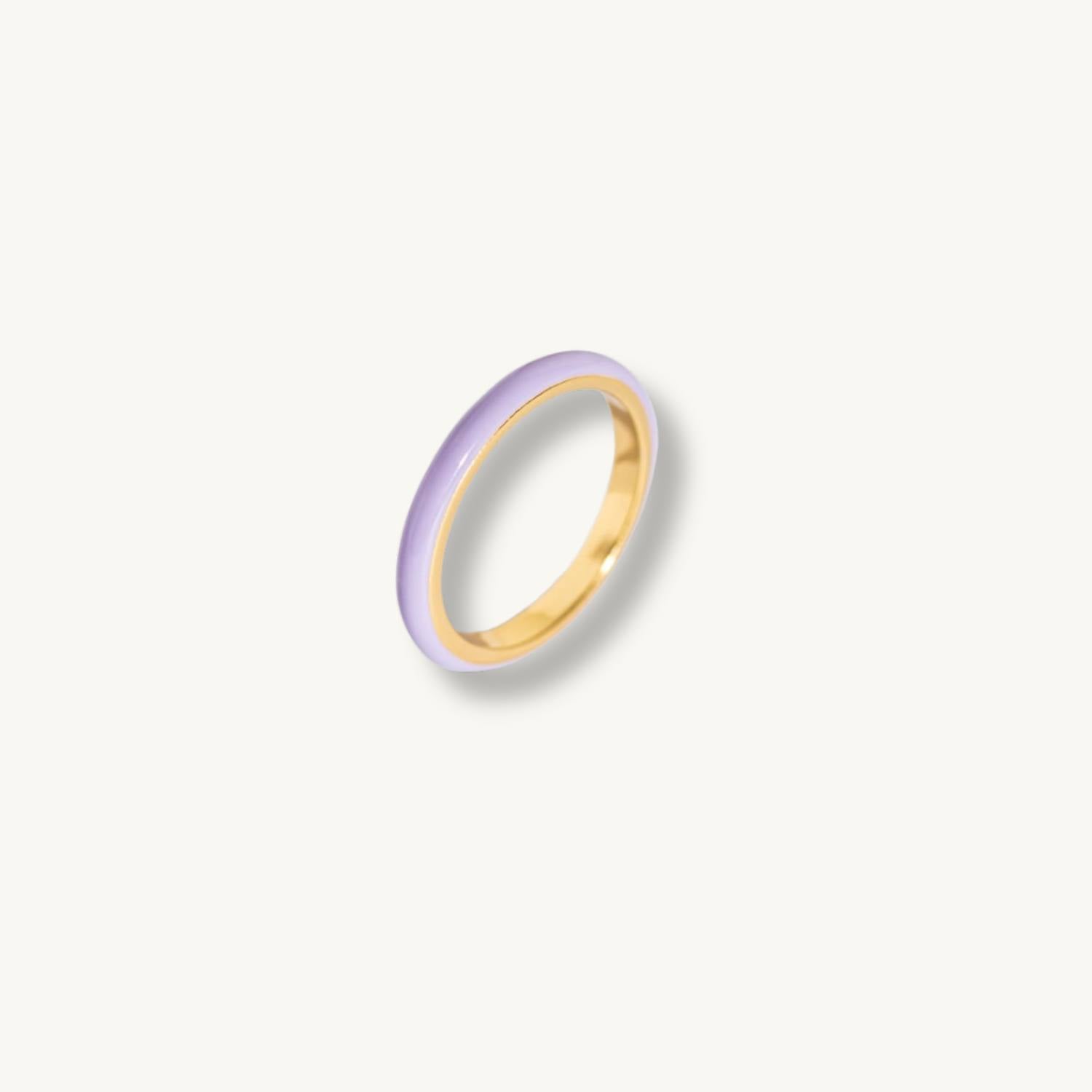 Lavender Enamel Gold Ring