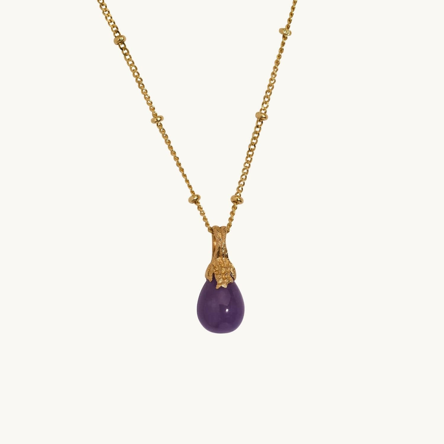 Lavender Jadeite Lichen Pendant Necklace - Satellite Chain 