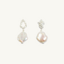Pearl Silver Lichen Drop Earrings