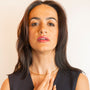 model wears 14k gold vermeil rolo belcher chunky chain necklace