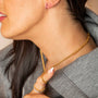 model wears 14k gold vermeil rolo belcher chunky chain necklace