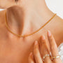 model wears 14k gold vermeil rolo belcher chunky chain necklace