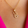 model wears Brave 14k Gold Vermeil Shorthand Charm Pendant - Claire Hill Designs