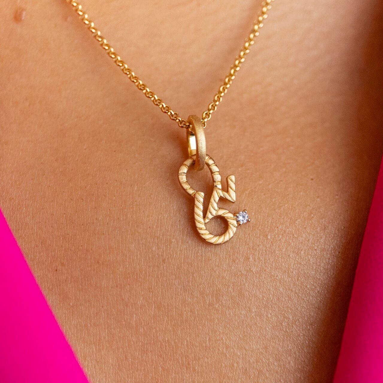 model wears Brave 14k Gold Vermeil Shorthand Charm Pendant - Claire Hill Designs