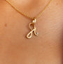 model wears 14k Gold Vermeil Shorthand Charm Necklace meaning Fearless - Claire Hill Designs
