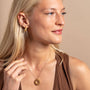 model wears Geometric 14k Gold  vermeil Disc Necklace
