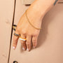 model wears Round Rolo Belcher Gold Chain Bracelet