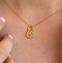 model wears Brave 14k Gold Vermeil Shorthand Charm Pendant - Claire Hill Designs