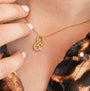 model wears Brave 14k Gold Vermeil Shorthand Charm Necklace - Claire Hill Designs