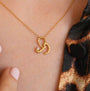 model wears 14k Gold Vermeil Shorthand Charm Pendant Meaning Courage - Claire Hill Designs
