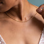 model wears Stardust Gold Layering Chain Necklace - close up 