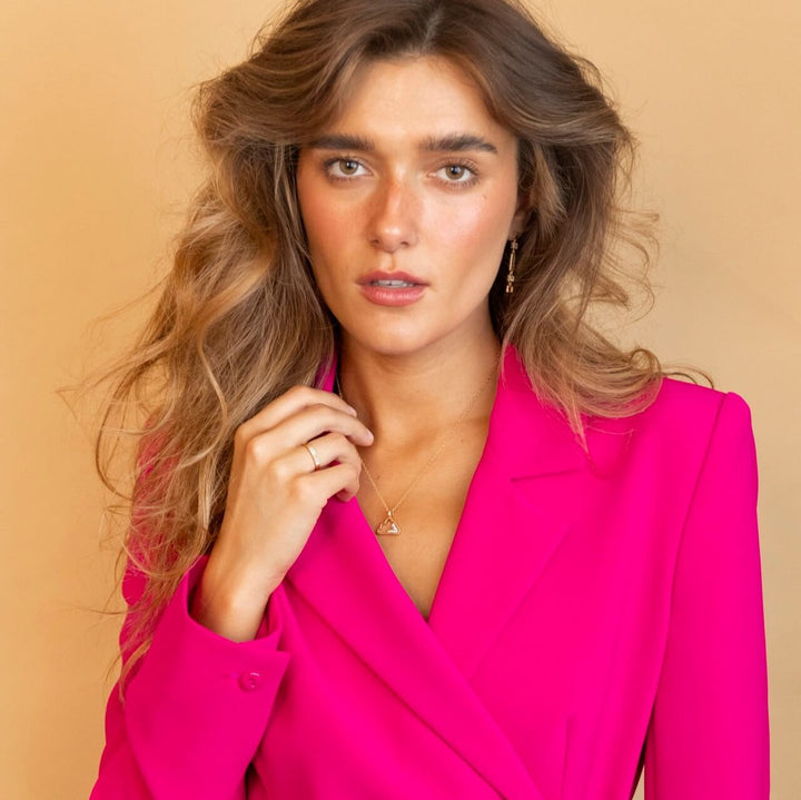 model wears Sparkly 18k Gold Vermeil Cloud Charm Necklace -  Claire Hill Designs 