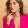 model wears 18k Gold Vermeil Lovespoon charm disc pendant necklace - Claire Hill Designs 