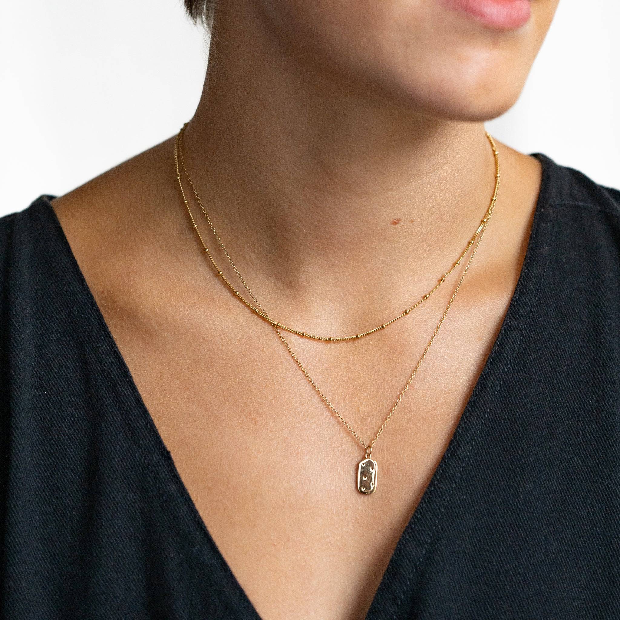 Satellite Beaded Gold Chain Necklace