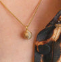 model wears 18k Gold Vermeil Sparkly Crescent Moon Charm Necklace - Claire Hill Designs 