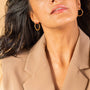 model wears 9ct solid gold large 20mm hoop earring