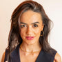 model wears 9ct Solid Gold 30mm Hoop Earrings - Claire Hill Designs
