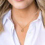 model wears Ruby Gold Lichen Pendant Birthstone Necklace