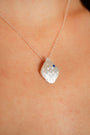 model wears Art Deco Silver Lapis Lazuli Necklace