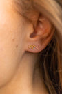 model wears Beautiful Gold Shorthand Stud Earring