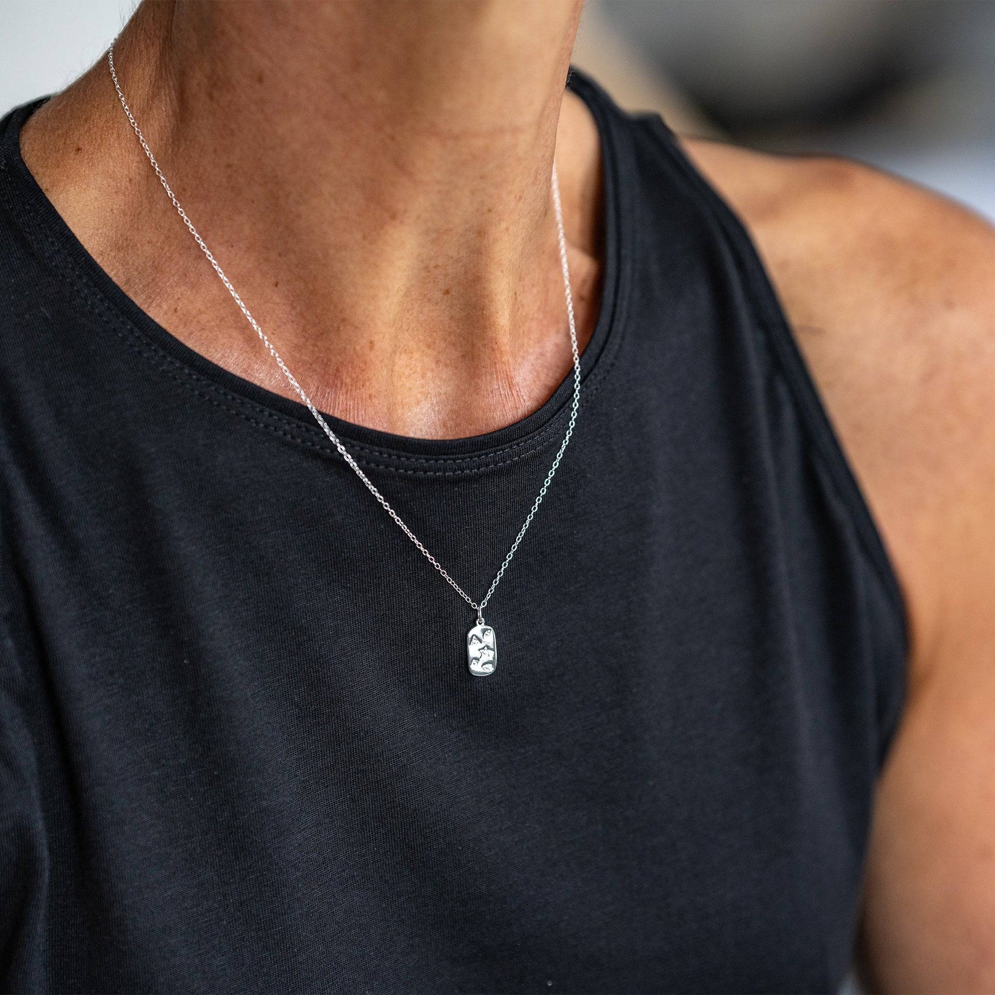Mystic Star Silver Dog Tag Necklace