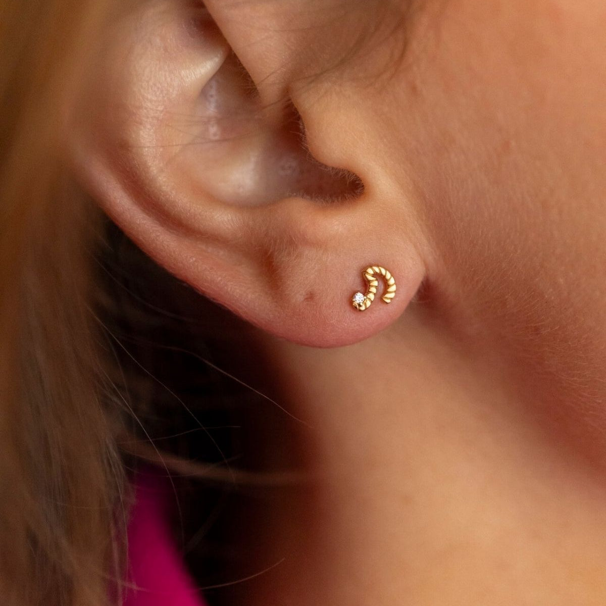 Courage Gold Shorthand Stud Earring