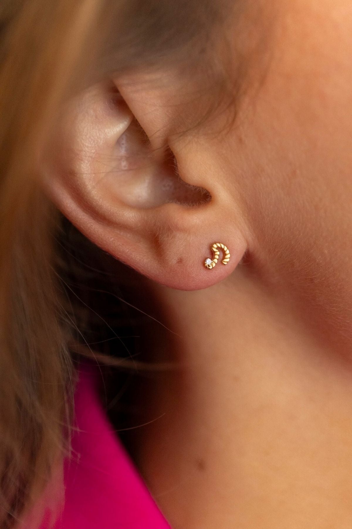 Courage Gold Shorthand Stud Earring
