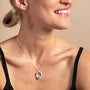 model wears Emerald and Silver Birthstone Branch Circle Necklace - Large