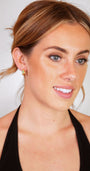 model wears Emerald Gold Branch Hoop Earrings