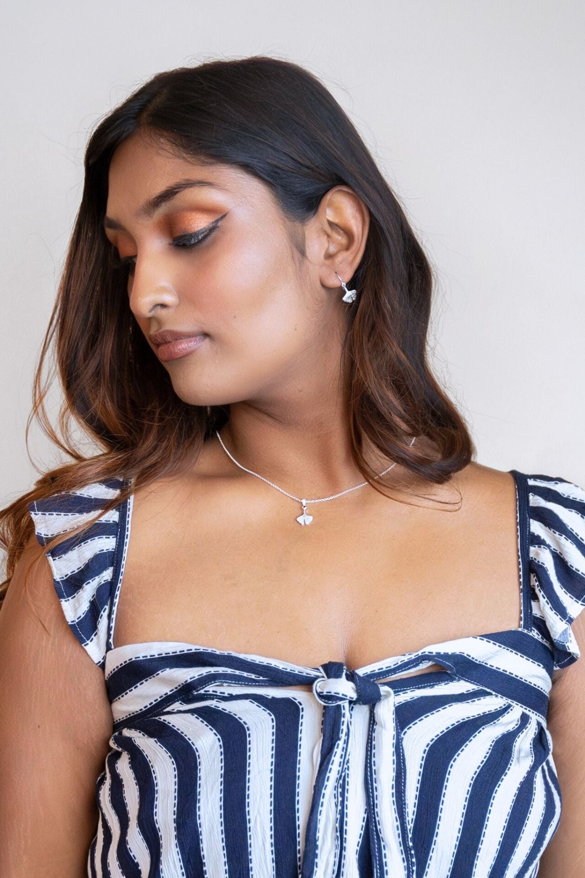 Ginkgo Leaf Silver Earrings