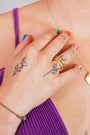 model wears Lab-Grown Diamond Art Deco Gold Ring