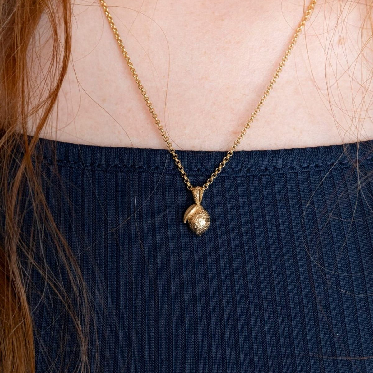 model wears Lemon Gold Charm Necklace