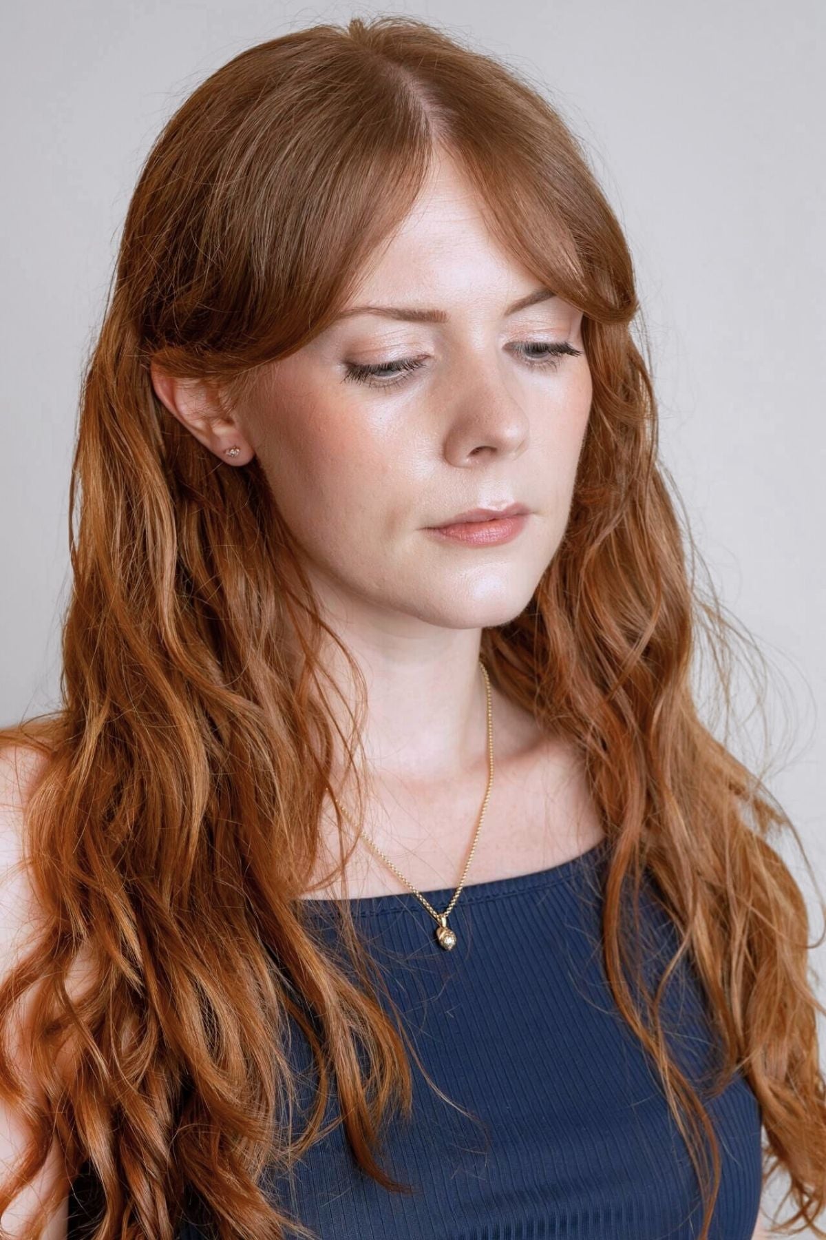 model wears Lemon Gold Charm Necklace 

