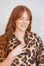 model wears Gold Moon Charm Necklace
