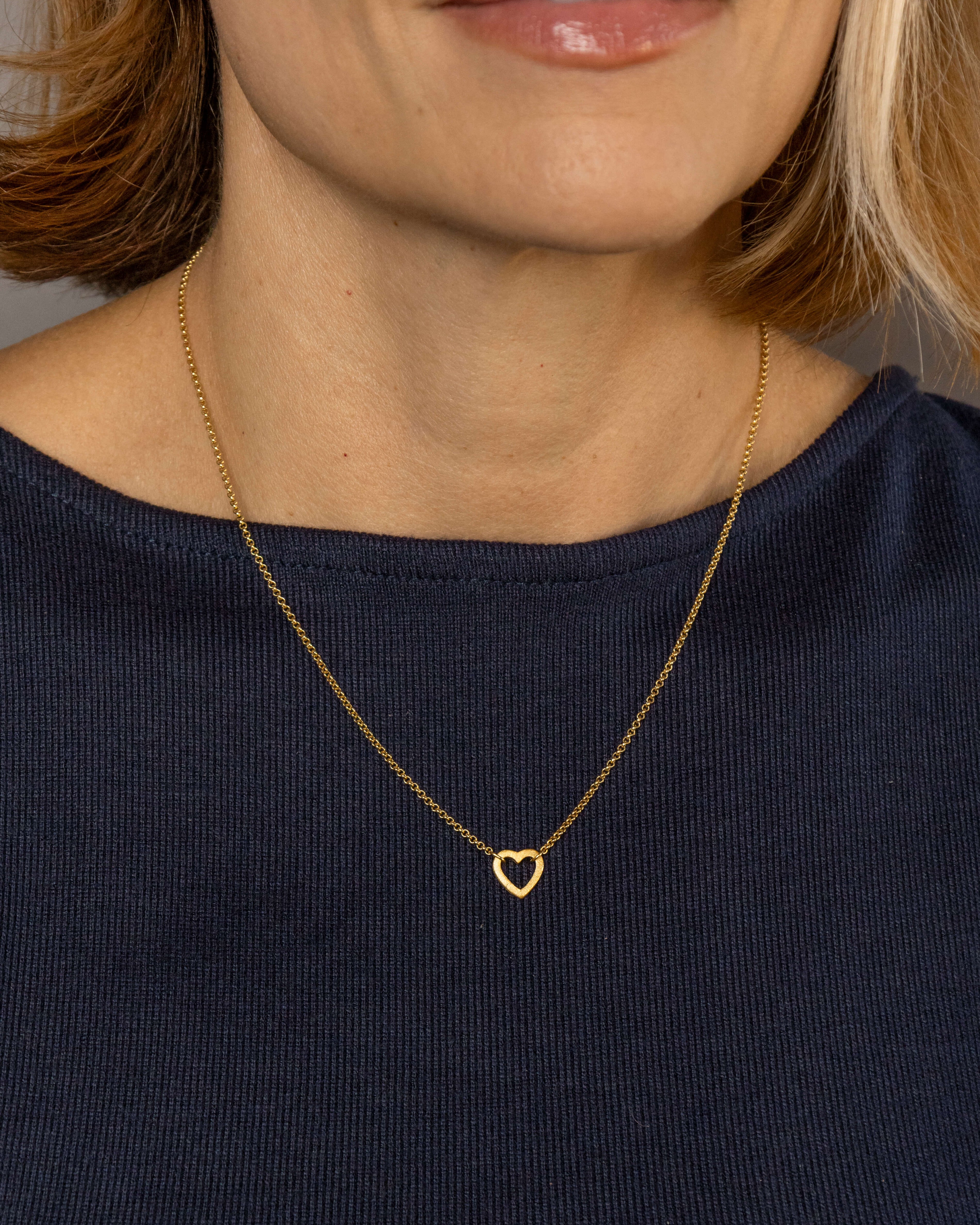 Gold Rolo Chain with Heart Connector