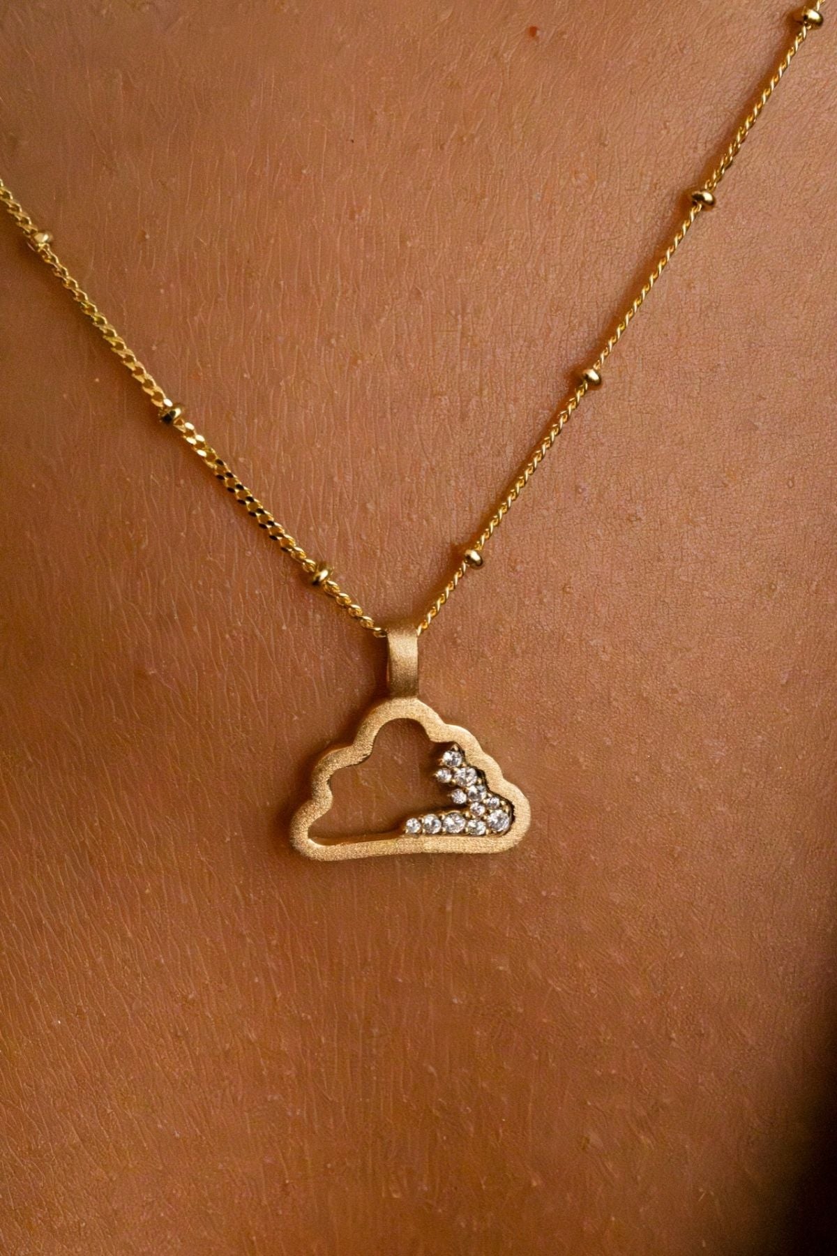 Sparkly Gold Cloud Charm Necklace