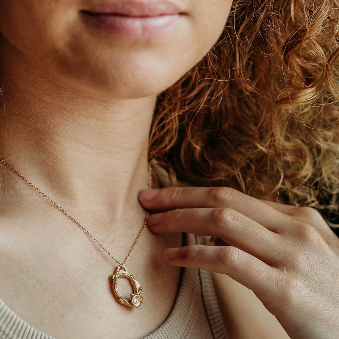 model wears Lab Grown Diamond Gold Vermeil Eternity Necklace - Large