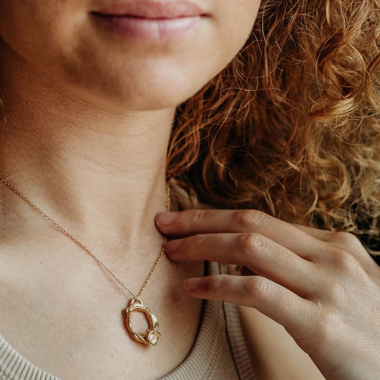model wears Lab Grown Diamond Gold Vermeil Eternity Necklace - Large
