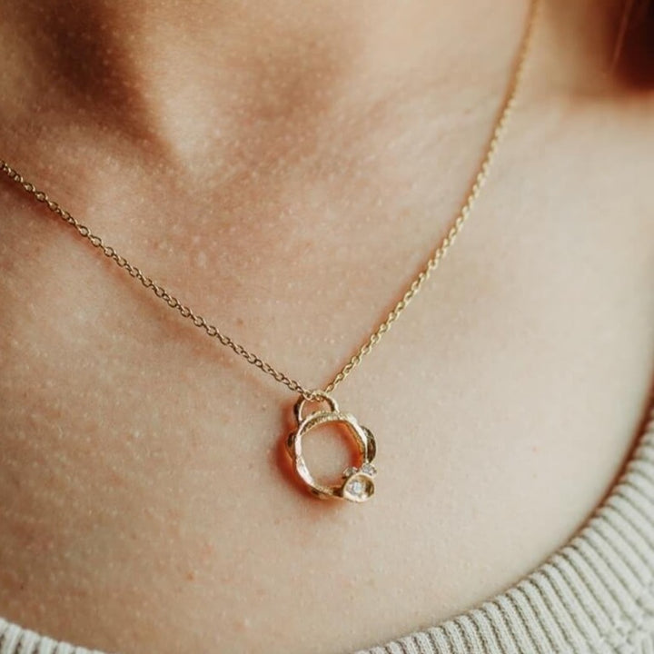 model wears Lab Grown Diamond Gold Vermeil Eternity Necklace - Small - close -up