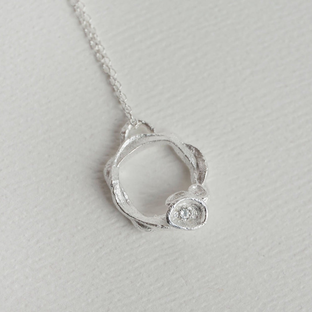 Lab Grown Diamond Silver Eternity Necklace - Large