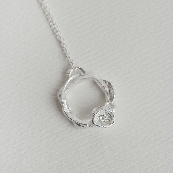 Lab Grown Diamond Silver Eternity Necklace - Large