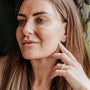 model wears Lapis Lazuli Silver Lichen Stud Earrings
