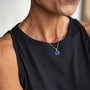 model wears Lapis Lazuli Silver Disc Necklace