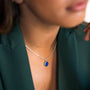 model wears Lapis Lazuli Silver Disc Necklace - close up