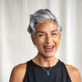 model wears Lapis Lazuli Silver Disc Necklace