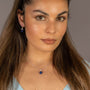 model wears Lapis Lazuli Silver Lichen Pendant Necklace - 