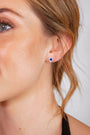 model wears Lapis Lazuli Silver Lichen Stud Earrings